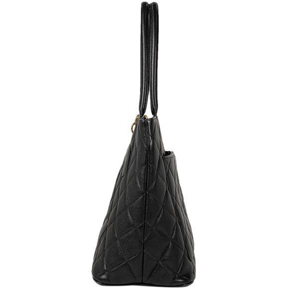 Chanel Handbag Tote Mark Caviar Tote Bag Coco Reprint Black Skin - Picture 1 of 10